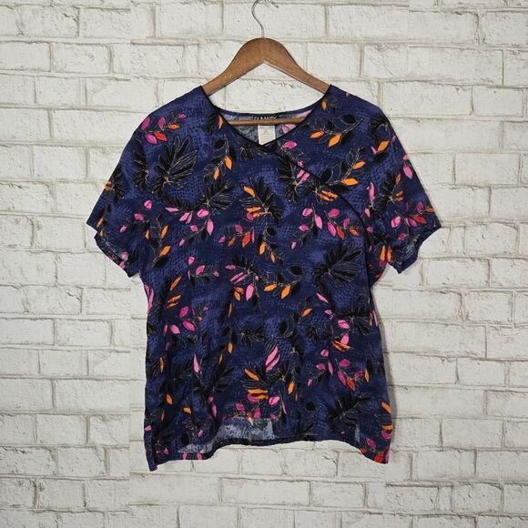 Runway by Cherokee printed scrub top - Picture 1 of 13